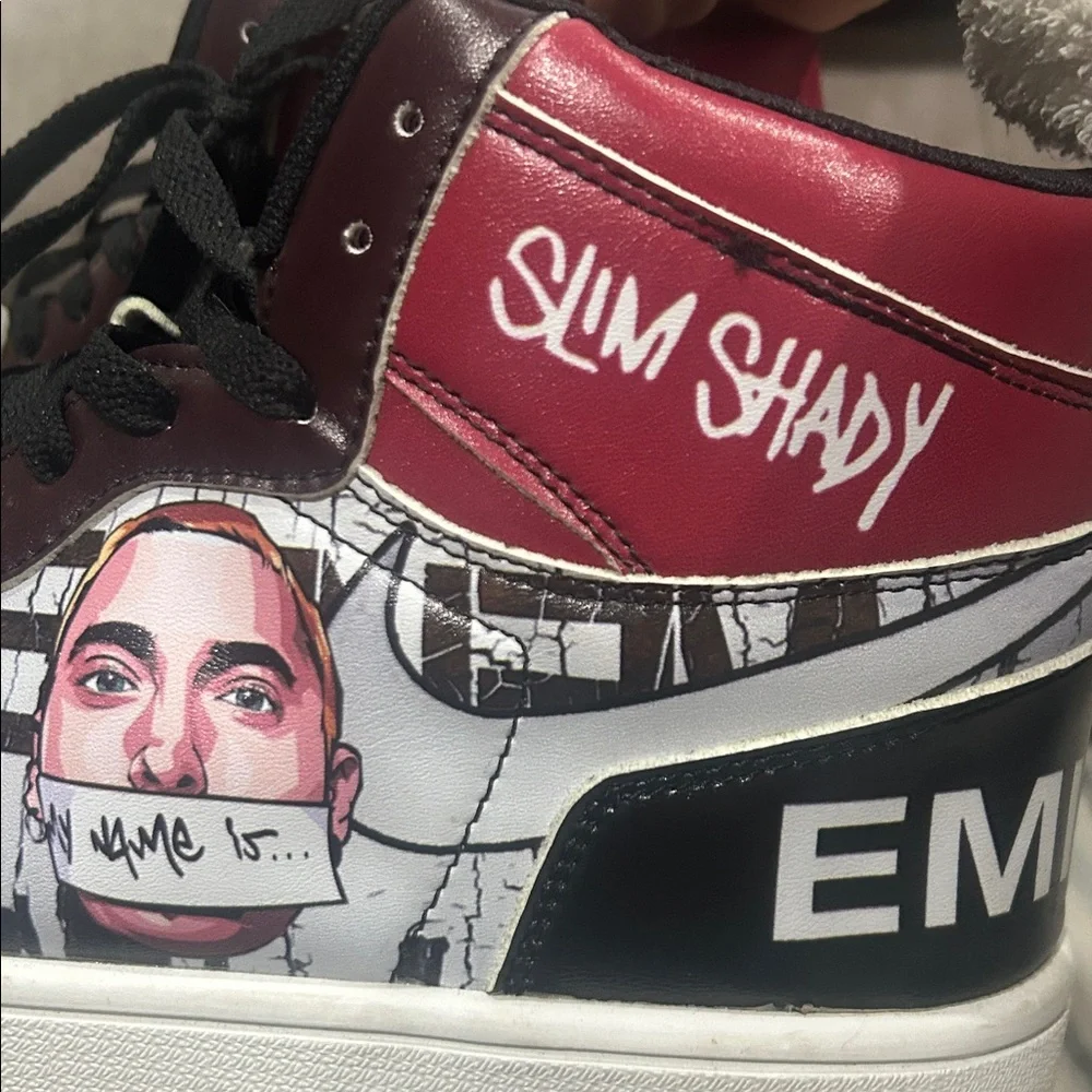 Slim Shady Red and Black Graphic Sneakers Sneakers - Eminem Slim Shady size 12